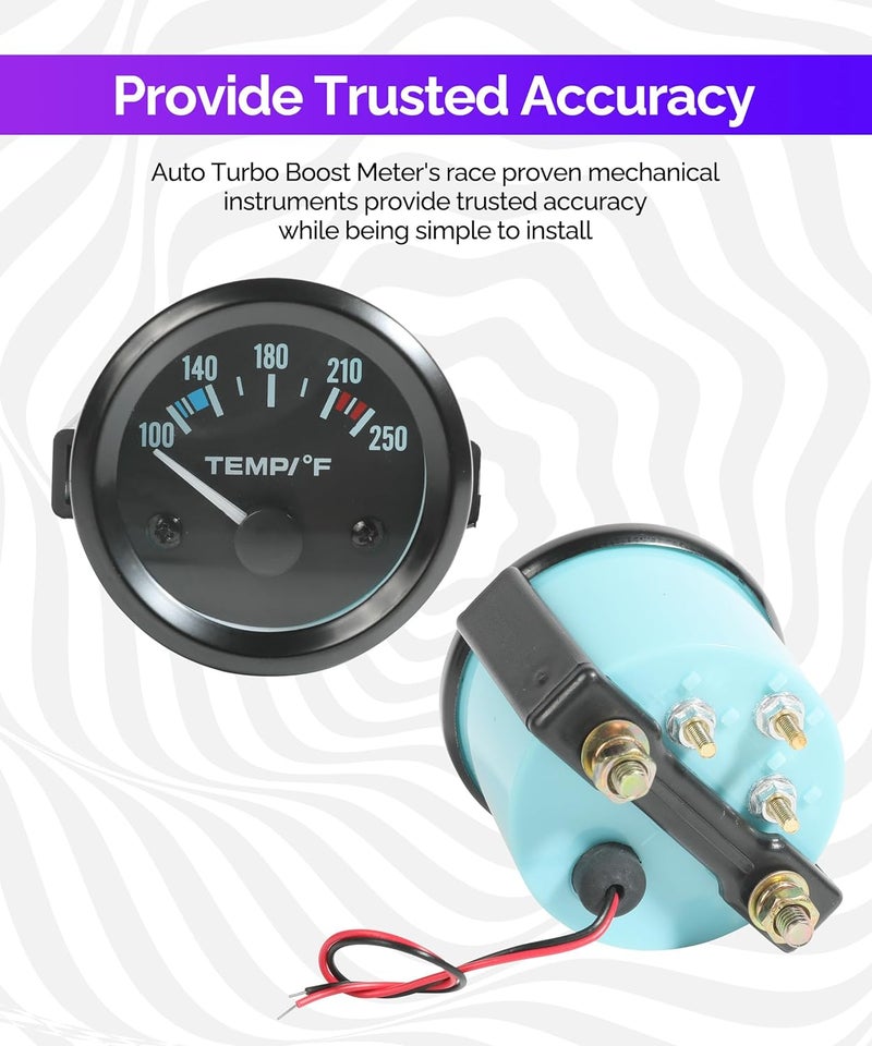 RACOONA 2" 52mm Water Temp Gauge,100-250℉ Water Temperature Gauge,Car Accessories Car Water Temp Gauge Meter with LED Backlight,Water Temp Thermometer Meter Kit for Car Truck Vehicle Automotive Boat - Image 5